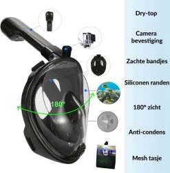 Merkloos Duikmasker Full Face L/XL - Duikbril Met Snorkel - Snorkelset Volwassenen - Zwart - Snorkelmaskers -Speedo Winkel 1178x1200 3
