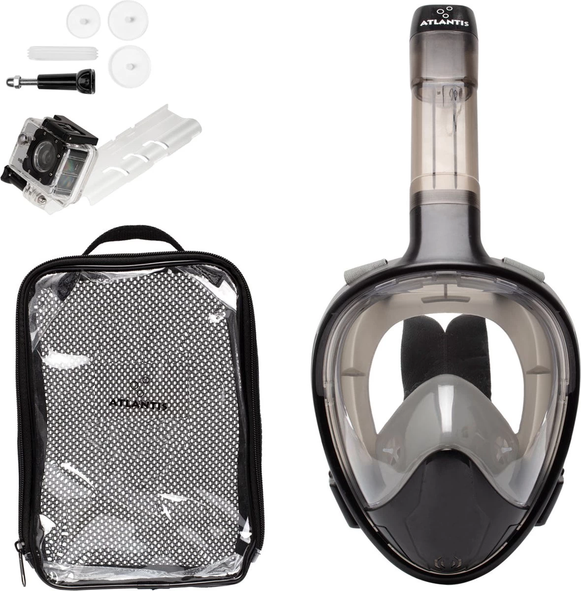Atlantis Full Face Mask 3.0 - Snorkelmasker - Volwassenen - Zwart/Grijs - L/XL 4 Atlantis Full Face Mask 3.0 - Snorkelmasker - Volwassenen - Zwart/Grijs - L/XL - Afbeelding 2