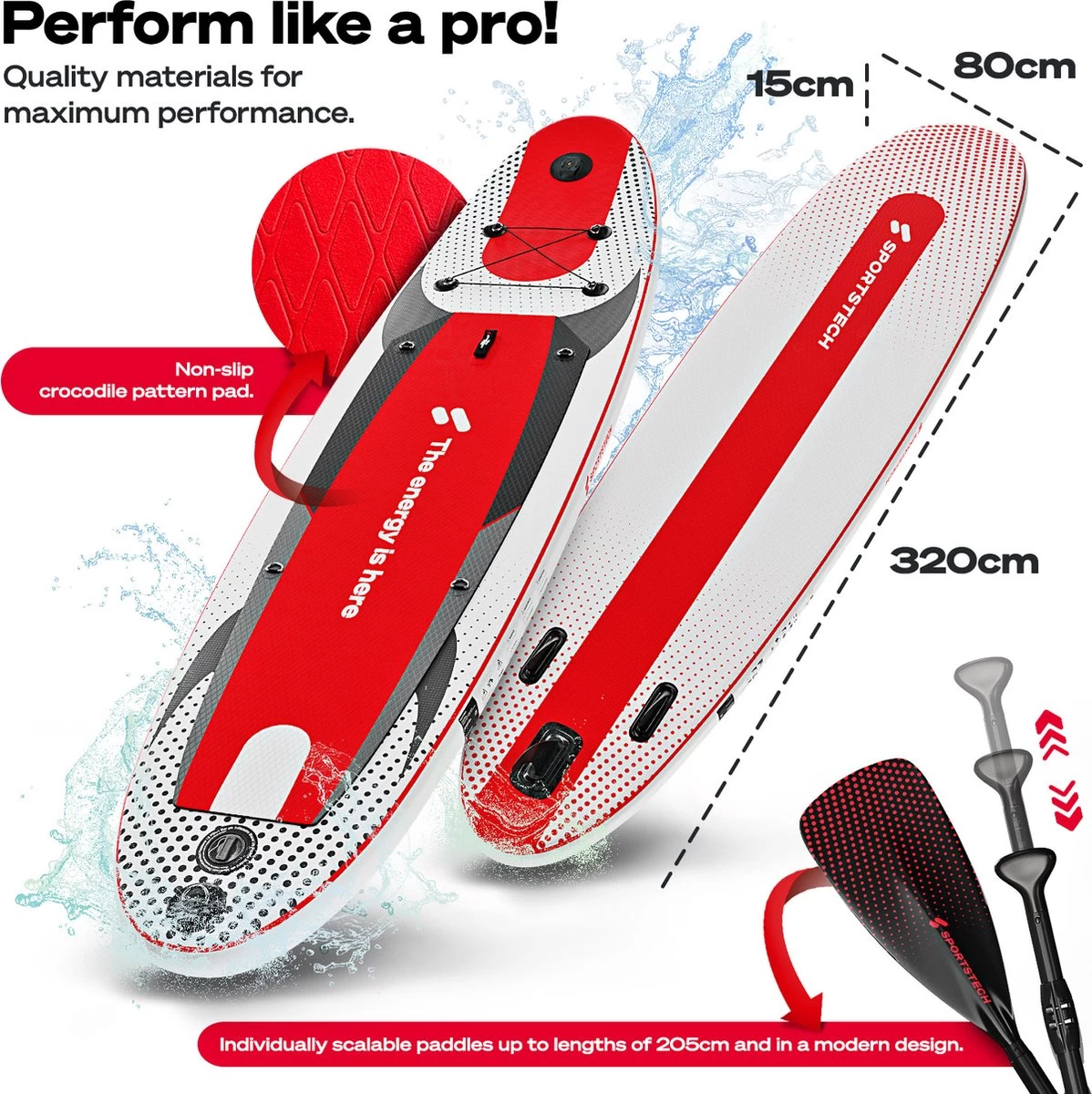 Premium Stand Up Paddling Board | 7in1 SUP Board Set | Compleet Met Accessories | Plus Actioncam Houder | Standup Paddle 320x80x16cm | Waterfiets SUP Opblaasbaar | Sportstech WPB320 Paddle Board 6 Premium Stand Up Paddling Board | 7in1 SUP Board Set | Compleet Met Accessories | Plus Actioncam Houder | Standup Paddle 320x80x16cm | Waterfiets SUP Opblaasbaar | Sportstech WPB320 Paddle Board - Afbeelding 4