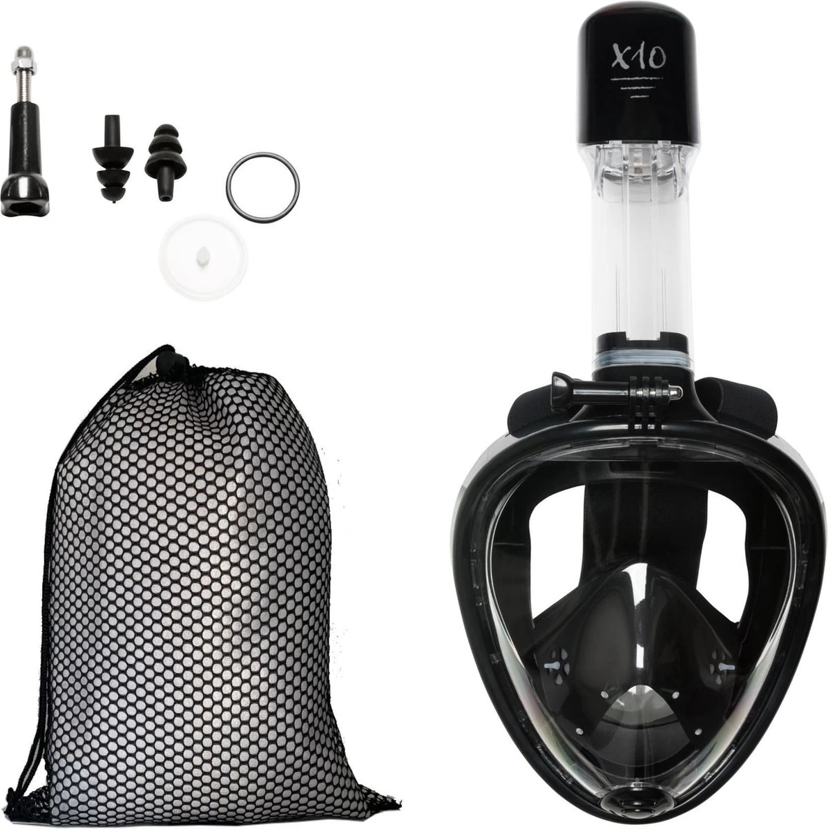X10 Full Face Mask- Snorkelmasker - Volwassenen - Zwart - S/M 4 X10 Full Face Mask- Snorkelmasker - Volwassenen - Zwart - S/M - Afbeelding 2