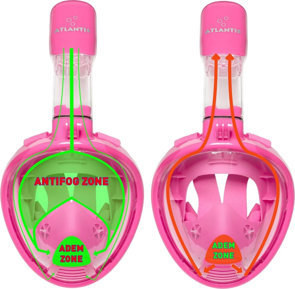 Atlantis Full Face Mask 2.0 - Snorkelmasker - Kinderen - Roze - XS 4 Atlantis Full Face Mask 2.0 - Snorkelmasker - Kinderen - Roze - XS - Afbeelding 2
