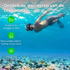 Nuvance - Snorkelmasker Incl Oordoppen - One Size Fits All - Duikmasker - Duikbril Met Snorkel - Snorkelset Voor Kinderen - Zwart -Speedo Winkel 1200x1200 120