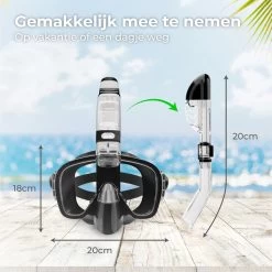 Nuvance - Snorkelmasker Incl Oordoppen - One Size Fits All - Duikmasker - Duikbril Met Snorkel - Snorkelset Voor Kinderen - Zwart -Speedo Winkel 1200x1200 124