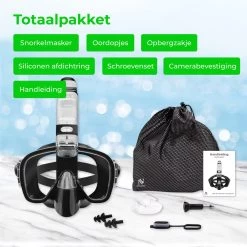 Nuvance - Snorkelmasker Incl Oordoppen - One Size Fits All - Duikmasker - Duikbril Met Snorkel - Snorkelset Voor Kinderen - Zwart -Speedo Winkel 1200x1200 125