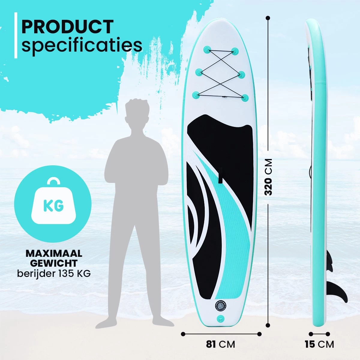 NexxtStream SUP Board - Opblaasbaar Paddle Board - Stand Up Paddle Boards - Opvouwbaar - Incl. Opbergtas - 320 X 81 CM - Groen 9 NexxtStream SUP Board - Opblaasbaar Paddle Board - Stand Up Paddle Boards - Opvouwbaar - Incl. Opbergtas - 320 X 81 CM - Groen - Afbeelding 7