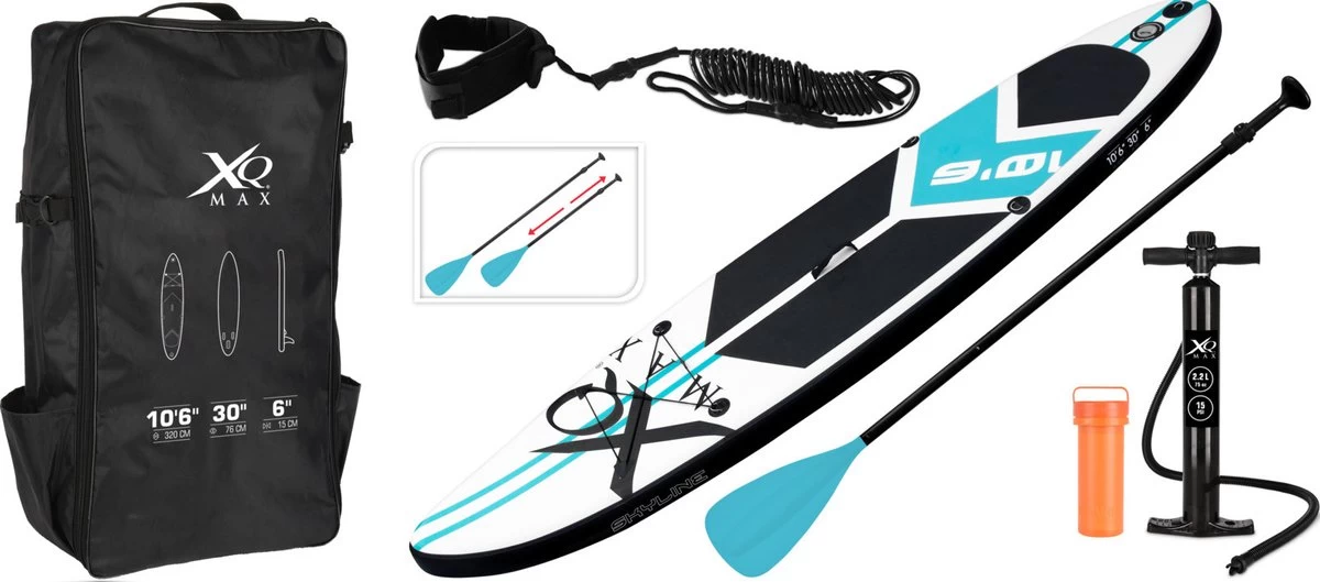 XQ Max Sup Board 6-delige Set - 320 Cm - Tot 150 Kg - Blauw Zwart 6 XQ Max Sup Board 6-delige Set - 320 Cm - Tot 150 Kg - Blauw Zwart - Afbeelding 4