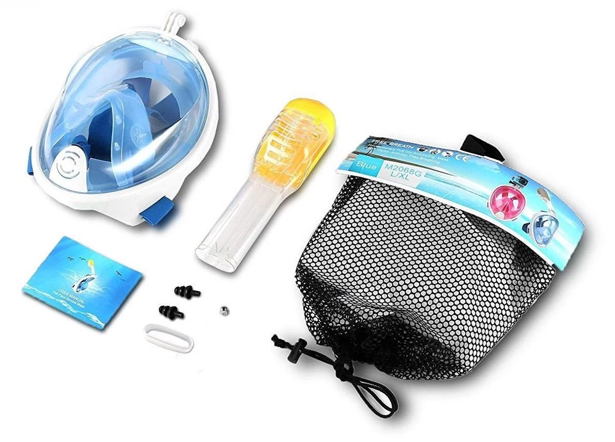 Campingwise Full Face Duikmasker - Snorkelmasker - Blauw - Maat S/M - Met Draagnet 8 Campingwise Full Face Duikmasker - Snorkelmasker - Blauw - Maat S/M - Met Draagnet - Afbeelding 6