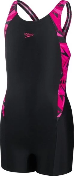 Speedo Hyper Boom Splice Legsuit Badpak Meisjes - Zwart / Roze - Maat 176