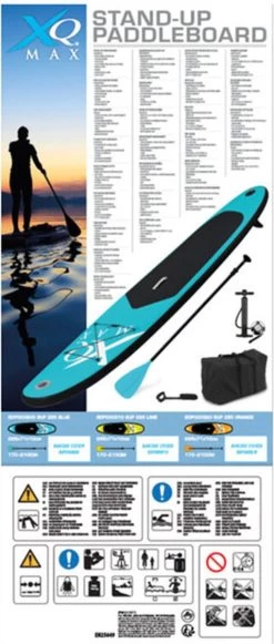 XQ Max SUP Board - 285cm - Tot 80kg - Blauw -Speedo Winkel 510x1200