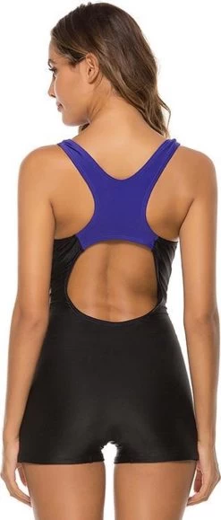 Legsuit Badpak Dames - Badpak Met Broekpijpjes - Kleur Zwart Met Diverse Kleuren Mosaic Patroon - Maat M -Speedo Winkel 512x1200