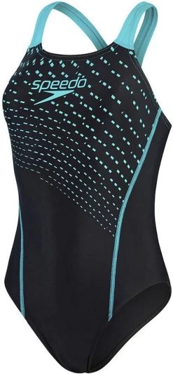 Speedo Medley Logo 1 Piece Dames - Zwart / Groen - Maat 42 -Speedo Winkel 556x1200 1