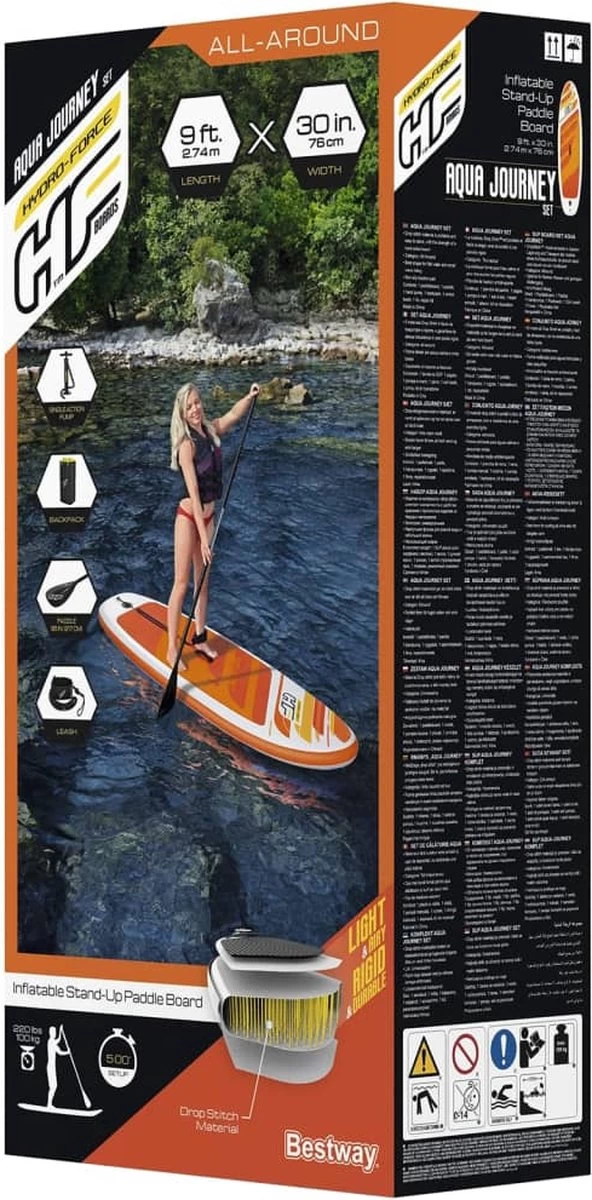 Bestway Sup Board - Hydro Force - Aqua Journey Set - 274 X 76 X 12 Cm - Met Accessoires 19 Bestway Sup Board - Hydro Force - Aqua Journey Set - 274 X 76 X 12 Cm - Met Accessoires - Afbeelding 17