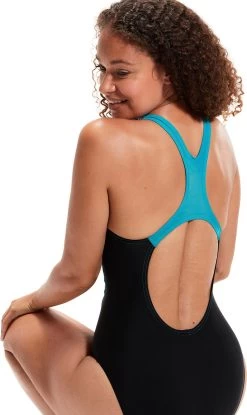 Speedo Medley Logo 1 Piece Dames - Zwart / Groen - Maat 42 -Speedo Winkel 715x1200