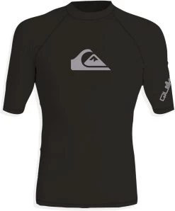 Quiksilver - UV-Zwemshirt Met Korte Mouwen Voor Jongens - All Time - Zwart - Maat 146-152cm